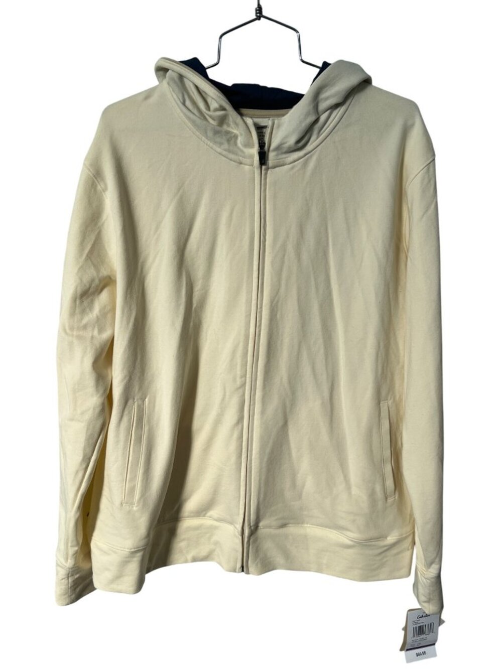 Cabelas Hoodie Sweatshirt Size 2XL Full Zip Floral Print Cream Relaxed Cozy NEW